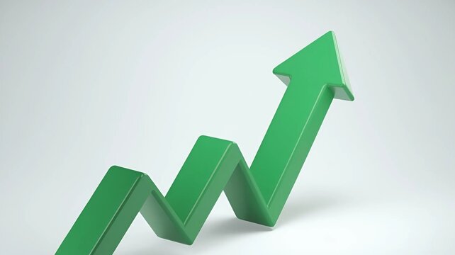 graph with arrow 3d green growth investment business up upward finance 