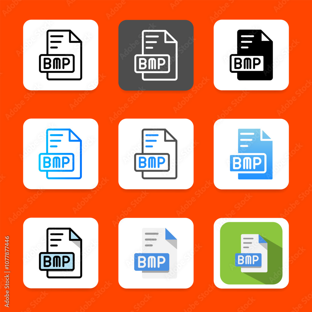 Poster set bmp file type design format icon. can be used for website, ui and mobile app.
