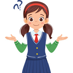 Portrait of a confused girl wearing a school uniform