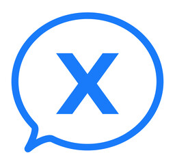 Obraz premium シンプルな青色のXアイコンと吹き出し