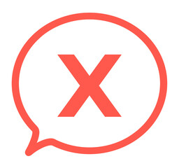 Obraz premium シンプルな赤色のXアイコンと吹き出し