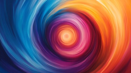 Abstract swirling pattern with blue, purple, orange and yellow colors creating a hypnotic effect.
