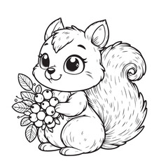 Cute bunny bring berry fruit illustration