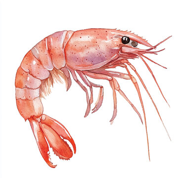 recommend clip art: cute Shrimp watercolor clipart illustration isolated
