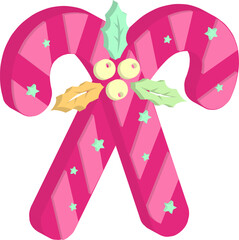 Christmas candy cane, 3D illustration
