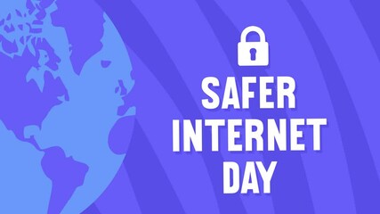 happy safer internet day with padlock silhouette