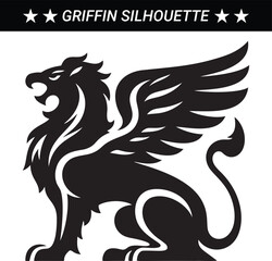 Mythical Griffin silhouette vector illustration