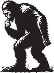 Bigfoot silhouette sniffing the air curious about its surroundings