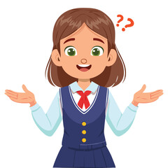 Portrait of a confused girl wearing a school uniform