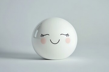 White Sphere with Eyes Closed and Blushing Cheeks