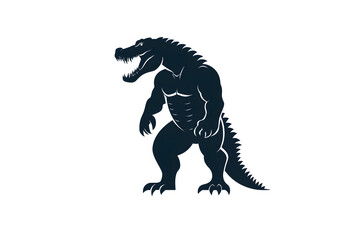 Obraz premium simple minimalist logo of angry muscular crocodile design