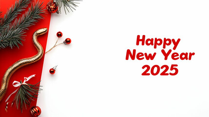 Christmas tree branches with decorations and balls in a festive winter scene