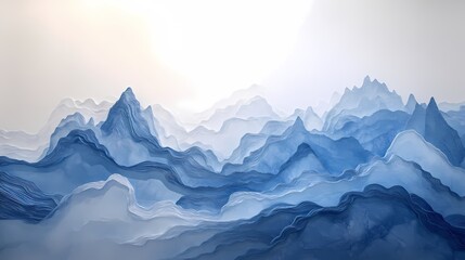 Fototapeta premium Traditional blue and white Chinese landscape origami art poster background