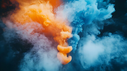 Abstract Background with Orange and Blue Smoke