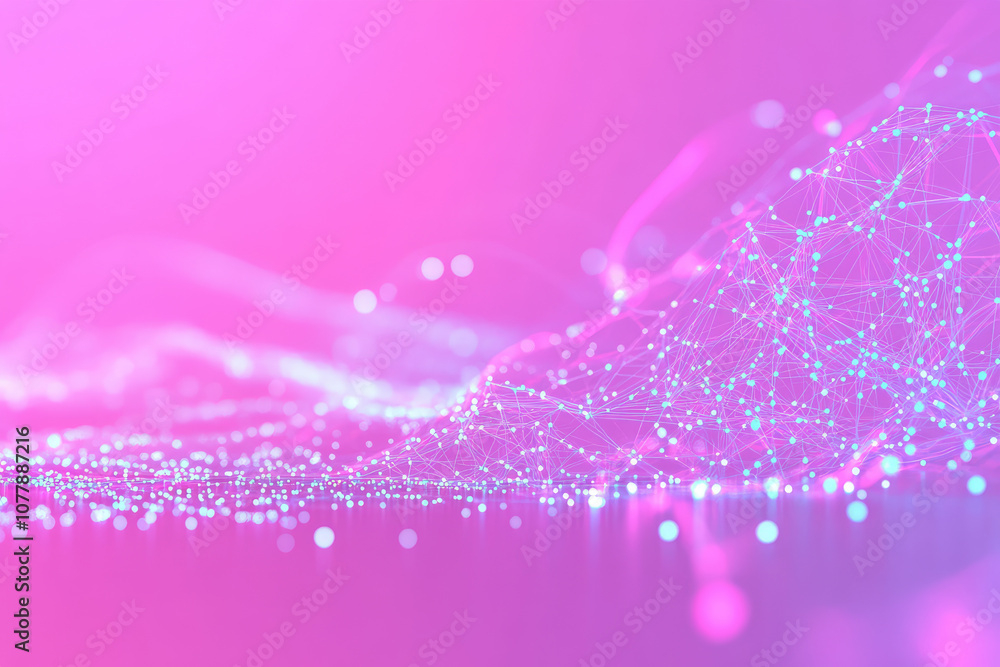 Poster futuristic digital network design, interconnected dots and lines, modern technology backdrop, ideal 