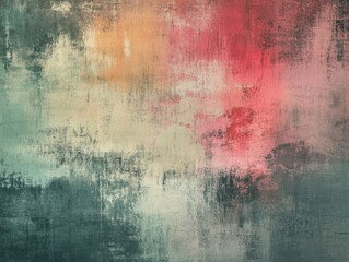 Fototapeta premium Abstract Canvas Painting with Pink, Orange, and Teal Colors