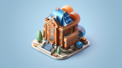 Fototapeta premium 3D Rendered House with Balloons