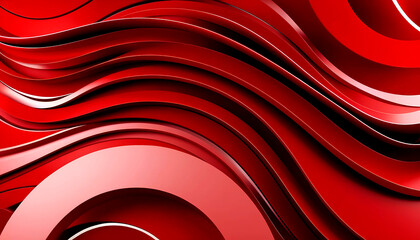 Bright red abstract background adorned with gentle, flowing waves, suitable for various creative design projects.
