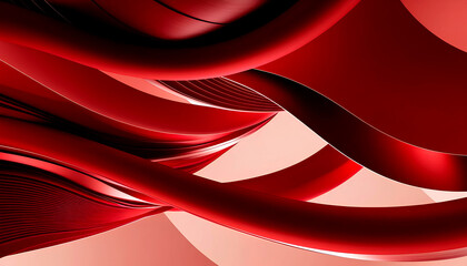 Bright red abstract background adorned with gentle, flowing waves, suitable for various creative design projects.