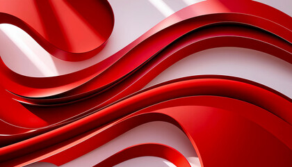 Bright red abstract background adorned with gentle, flowing waves, suitable for various creative design projects.