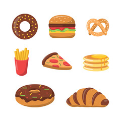 Vector Hand Drawn Set of Fast Food Illustrations for Restaurant Branding