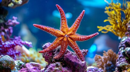 A stunning living decoration: Fromia seastar in coral reefs. 