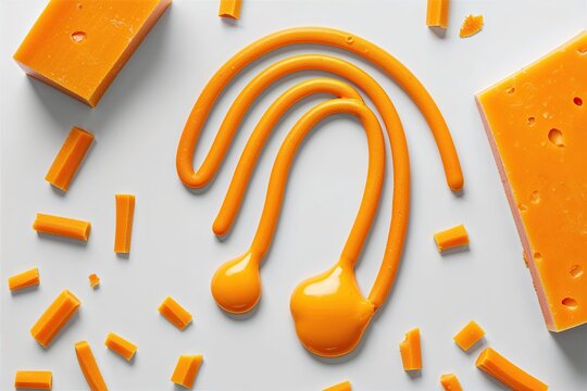 Zesty Cheddar Cheese Dripping Loop Design on White Background