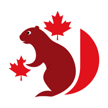 recommend clip art: USA flag with beaver vector art illustration