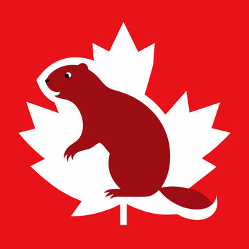 recommend clip art: USA flag with beaver vector art illustration
