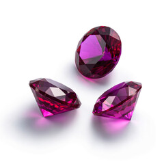 Ruby jem stone isolated on white background.