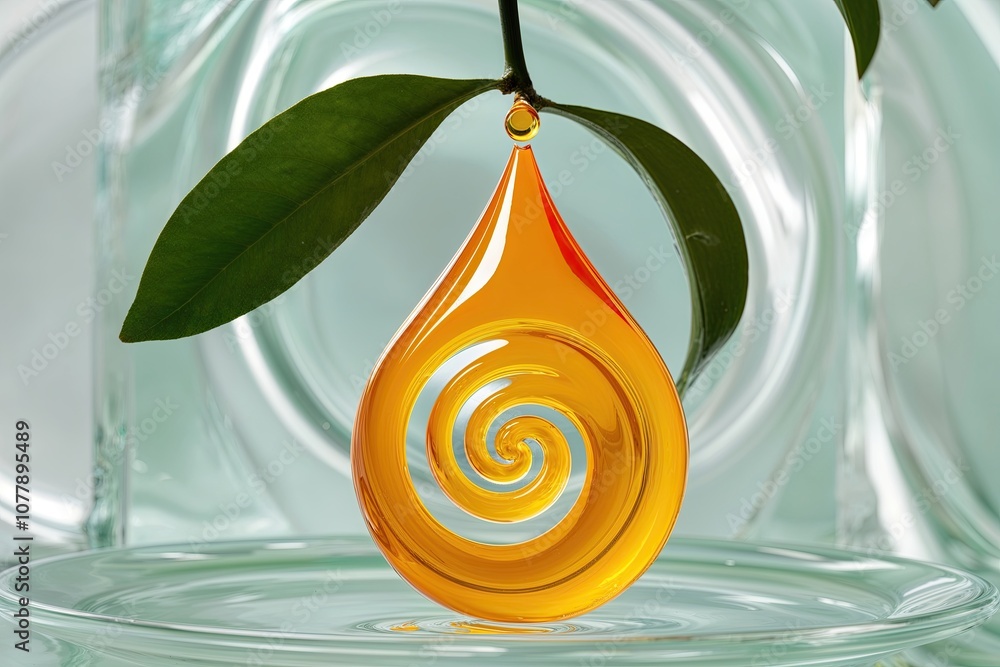 Poster citrus swirl drop isolated on translucent background