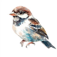 cute Sparrow watercolor clipart illustration isolated