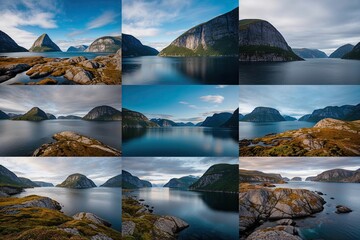 Breathtaking Eclectic Landscape Arrangement with Robust Composition of Isolated Fjord Rockscapes