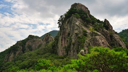 The majestic rocky mountain of Amisan in Gunwi, Korea