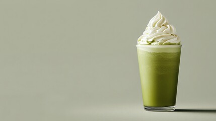 Refreshing Green Tea Frappe with Whipped Cream