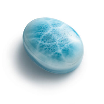 Larimar stone isolated on white background. Blue stone.