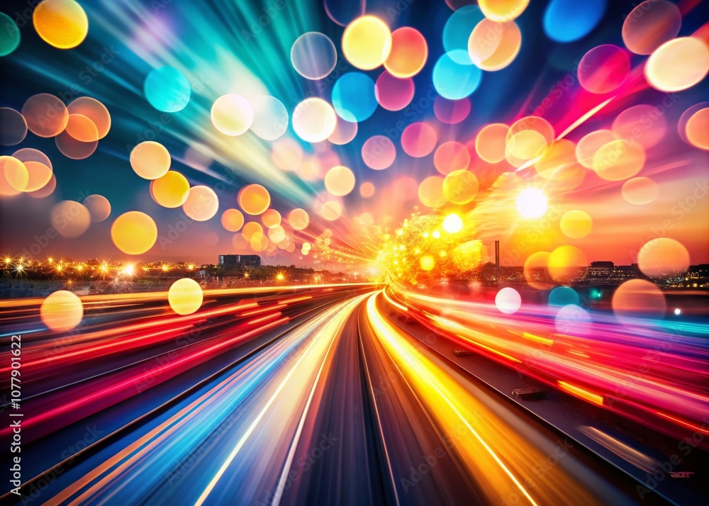 Poster abstract background of dynamic light streaks and glowing bokeh creating a mesmerizing landscape of c