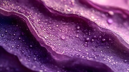 Purple Flower Petal Macro Photography with Water Droplets