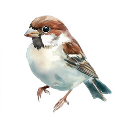 cute Sparrow watercolor clipart illustration isolated