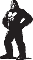 Fototapeta premium Bigfoot silhouette standing with hands on hips looking proud