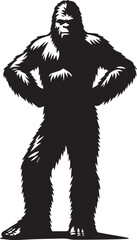 Fototapeta premium Bigfoot silhouette standing with hands on hips looking proud