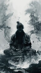 Fototapeta premium Finding Inner Peace: A Monochrome Meditation
