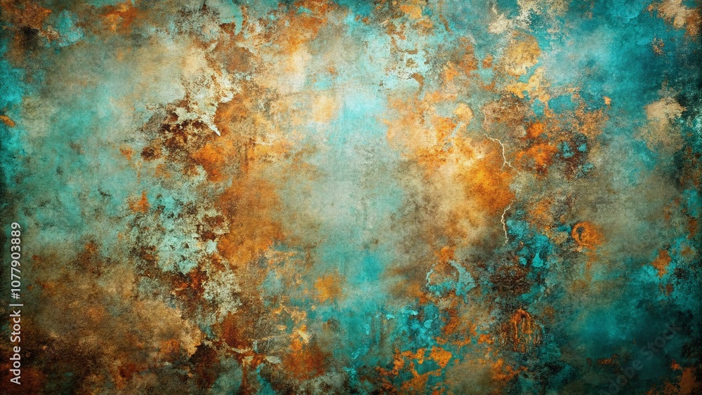 Poster abstract teal and rust texture - grunge background for creative design and artistic projects, perfec