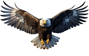 Obraz premium The majestic eagle soars with its wings spread wide.