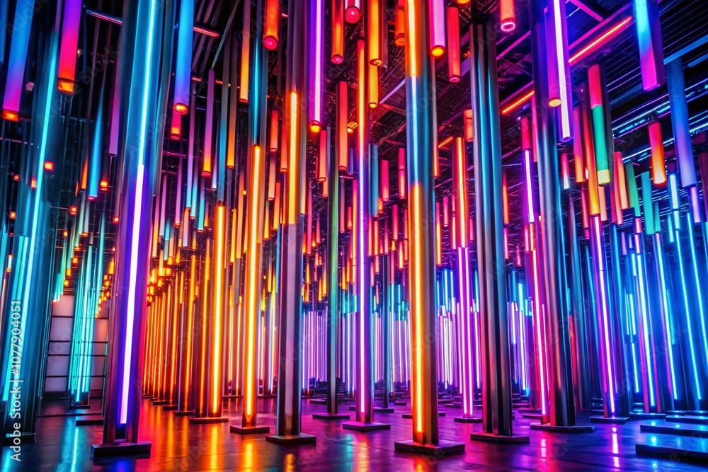 Aufkleber abstract vertical background featuring vibrant glowing neon lights in a dynamic color palette for mo