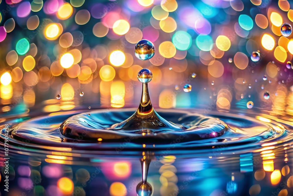 Aufkleber abstract water drops captured by drone photography with enchanting bokeh lights creating a dreamlike