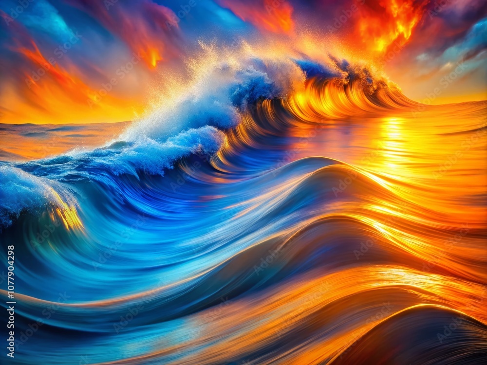 Aufkleber abstract waves of vibrant colors forming dynamic visual flow - a stunning display of light, movement