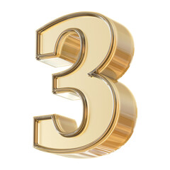 Gold 3D Number 3