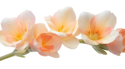 Fototapeta premium Delicate Peach Freesia Flowers Isolated on White Background