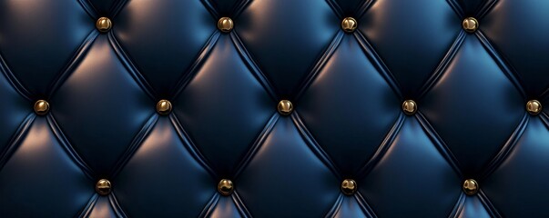 Naklejka premium Luxurious black leather tufted pattern with golden